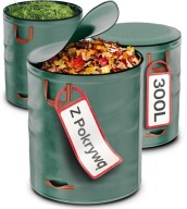 3x WORKI OGRODOWE Z POKRYWĄ NA LIŚCIE 300L UCHWYTY POKRYWA ZAMYKANE DUŻE XL