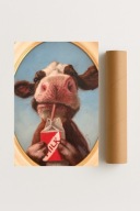 Plakat bez ramy 30x40 cm Mleczny portret krowy – rustykalny urok