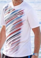 T-shirt męski biały kolorowe paski Sport Team 5XL Atlas For Men