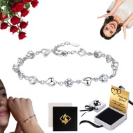 BRANSOLETKA SREBRNA DAMSKA SERCE PREZENT NA WALENTYNKI DZIEŃ KOBIET