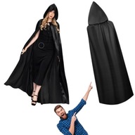 PRZEBRANIE STRÓJ NA HALLOWEEN CZARNA DŁUGA PELERYNA WAMPIR CZARODZIEJ 150CM