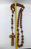Wielki Różaniec mnicha drewniany 2 metry śliczny stary Francja omodlony