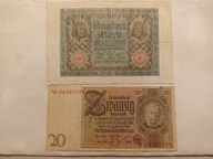 Stare banknoty 20 i 100 marek 1929 i 1920 r. Niemcy