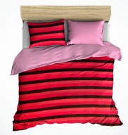 pościel z polaru 140x200 +1x70x80 zamek P 105-1 Pasy róż-bordo-popiel / róż