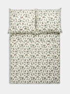 Komplet pościeli świątecznej 200x220 cm bawełna biało-zielona + 70x80