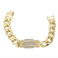66146 BRANSOLETKA 18K POZŁACANA 22 CM 19 MM pancerka z cyrkoniami