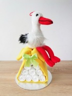 Tort z pampersów, bocian, prezent dla ciężarnej, bociankowe, dla mamy taty