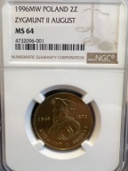 2 zł ( 1996 ) Zygmunt II August - NGC MS64