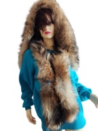 obszerny KAPTUR naturalne FUTRO JENOTA + OBSZYCIE KURTKI