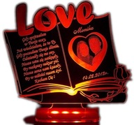 WALENTYNKI PODŚWIETLANA STATUETKA Z ZDJĘCIEM LED