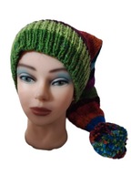 CZAPKA kolorowa ciepła wełniana z pomponem