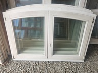 OKNA Drewniane Sosnowe Łukowe Dwuskrzydłowe 128x90cm 3 sztuki białe