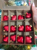 Bombki serca czerwone serduszka ze szkła zawieszki szklane na prezent pary