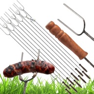 KIJKI DO OGNISKA 125CM ZESTAW 10 SZT WIDEŁKI DO KIEŁBASY GRILL STALOWE