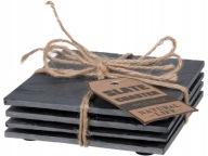 Podkładki pod kubek 4 szt - kwadratowe Łupek Kamienne Podstawki 10cm