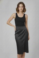 Anna Field czarna spódnica satynowa S 36 prosta na zakładkę midi