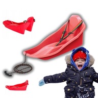 SANKI PLASTIKOWE ŚLIZG Z OPARCIEM I PASAMI DLA DZIECI NA FERIE + SZNUREK