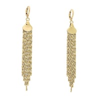 84489 Kolczyki stal chirurgiczna 316L pozłacane 18k łańcuszkowe chwosty