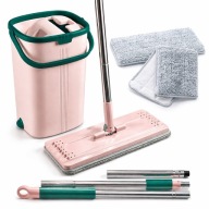 MOP OBROTOWY Z TELESKOPOWYM KIJEM I DWUKOMOROWYM WIADREM 32 CM WYCISKANY