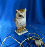 PIĘKNA LAMPA PORCELANOWA figurka ptak sowa PRL