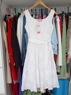 NOWA SUKIENKA BIAŁA ROZKLOSZOWANA MIDI BAWEŁNA HAFT NA LATO LETNIA 36 S