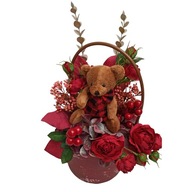 Flowerbox Miś Kwiaty sztuczne prezent urodziny rocznica ślub walentynki