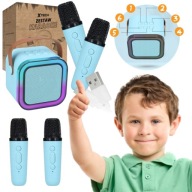 MINI ZESTAW DO KARAOKE 2SZT MIKROFONY + GŁOŚNIK BEZPRZEWODOWY Z BLUETOOTH