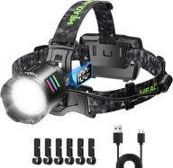 Latarka czołowa LEKIA z akumulatorem USB C, 100000lm 3 tryby 9000mAh IP65