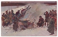 W. KOSSAK ok.1912r. NAPOLEON pali sztandary nad Berezyną 1812r. 808o