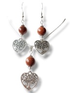 PP11 - Komplet kolczyki i wisiorek kamienie PIASEK PUSTYNI