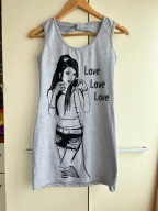 34 36 szara mini sukienka dopasowany fason sexy długa bluzka