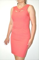 elegancka koralowa sukienka letnia 36 S