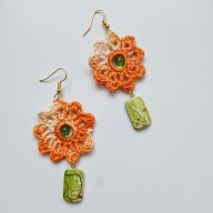 Kolczyki rękodzieło na szydełku kwiatek