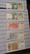 Banknoty PRL 5szt. 500 200 100 50x2
