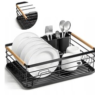 Ociekacz do Naczyń Suszarka Mocna Czarna More&Deco Tacka na Talerze Sztućce