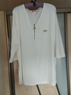 BLUZKA KREMOWA BAWEŁNIANA ZE ZŁOTYM ZAMKIEM I LISTKIEM Z CYRKONIAMI R.48