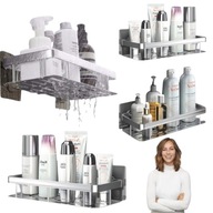 PÓŁKA ŁAZIENKOWA WISZĄCA POD PRYSZNIC SAMOPRZYLEPNA SREBNA ŚCIENNA 2 szt