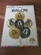 Balony na urodziny 18 czarne złote 6 szt.