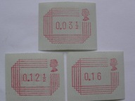 W. Brytania - 3 znaczki z automatu - Mi. 1 **