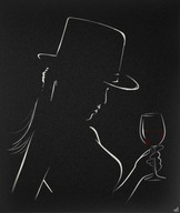 Obraz Grawerka Oryginalny prezent Kobieta z kieliszkiem wina