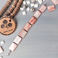 SURF Bransoletka nude masa perłowa szkło hematyt BlackberriesArts 17,5 cm