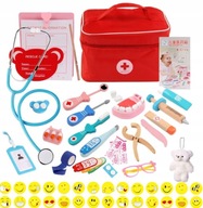 DUŻY DREWNIANY ZESTAW MAŁEGO DOKTORA LEKARZA + APTECZKA 17w1 DLA DZIECI XXL