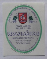 ETYKIETA PIWO JASNE SŁOWIAŃSKIE BROWAR OKOCIM ROZLEWNIA ZEGARTOWICE