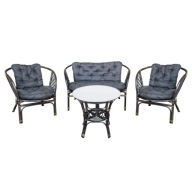 Zestaw Meble Ogrodowe Rattan Naturalny Bahama Sofa 2 Fotele Stolik Poduszki