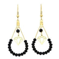 59157 Kolczyki łezki złota stal chirurgiczna motyw diamentu kryształki