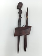 Rzeźby noże z głowami - drewno heban - ręczna praca - Afryka - śliczne