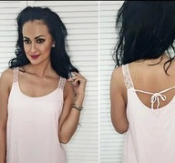 Różowa Bluzka na Ramiączkach z Koronką – Uniwersalny Rozmiar