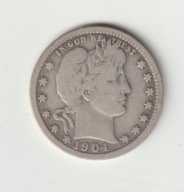 USA 25 centow 1904 srebro 0.900