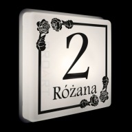 Dekoracyjny świecący numer domu LED tabliczka podświetlony róże kwiaty R