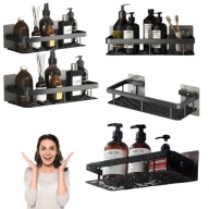 PÓŁKA ŁAZIENKOWA WISZĄCA SAMOPRZYLEPNA POD PRYSZNIC METAL 2 SZTUKI CZARNA